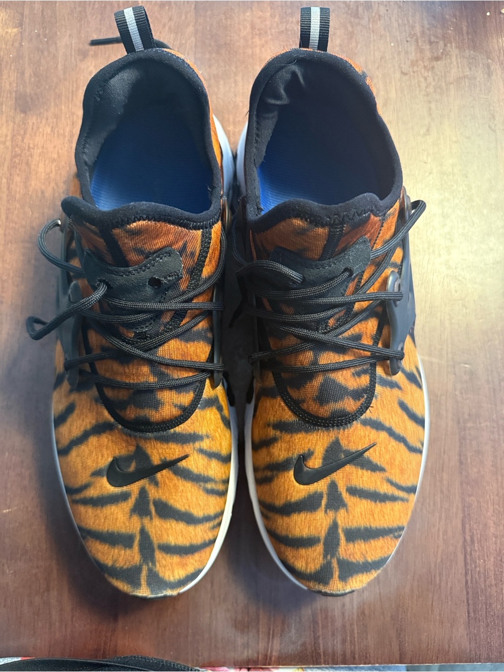 Nike Men's Tiger-Print Athletic Shoes in Orange and Black